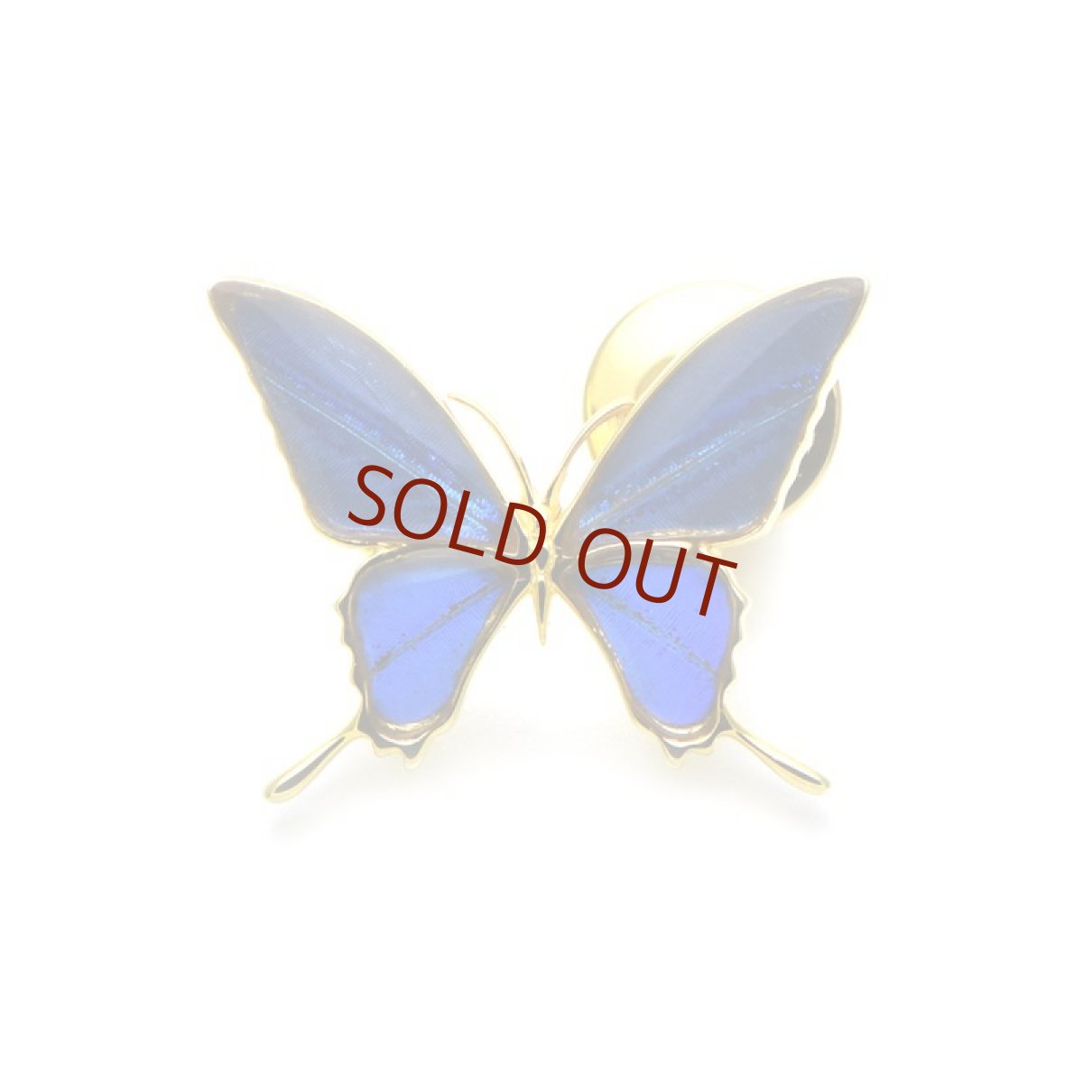 カキカモルフォ 蝶の翅 ラペルピン シルバー925 (ゴールド)【Psyche|プシュケ】