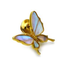 スルコウスキーモルフォ 蝶の翅 ラペルピン シルバー925 (ゴールド)【Psyche|プシュケ】