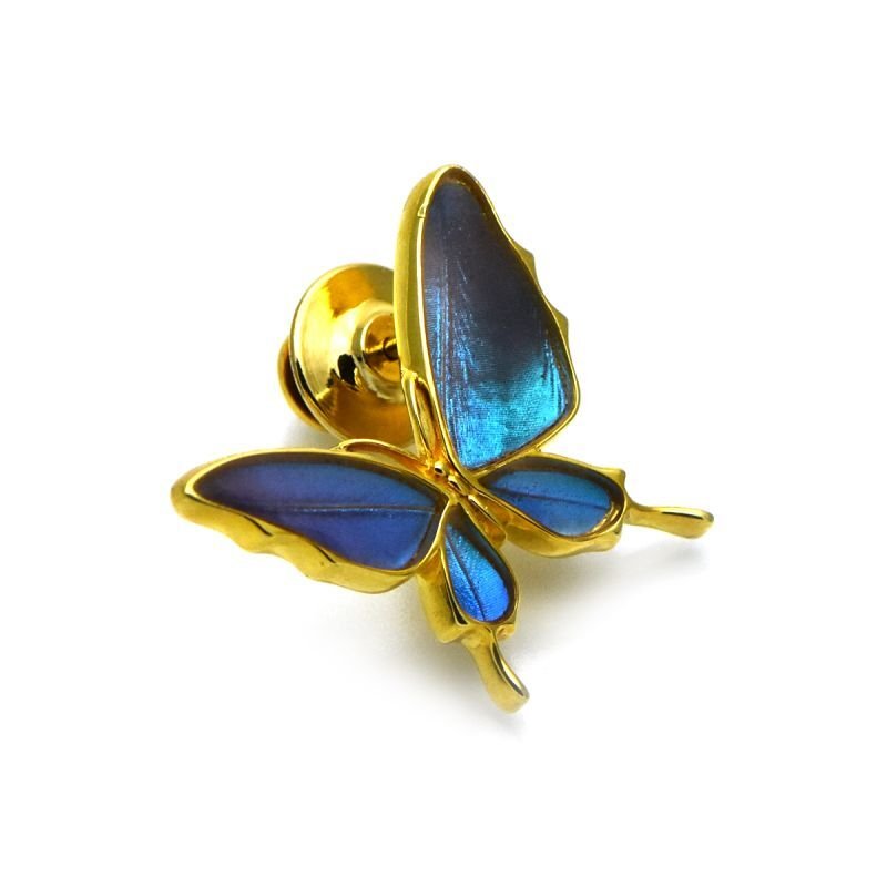 ゼフィリティスモルフォ 蝶の翅 ラペルピン シルバー925 (ゴールド