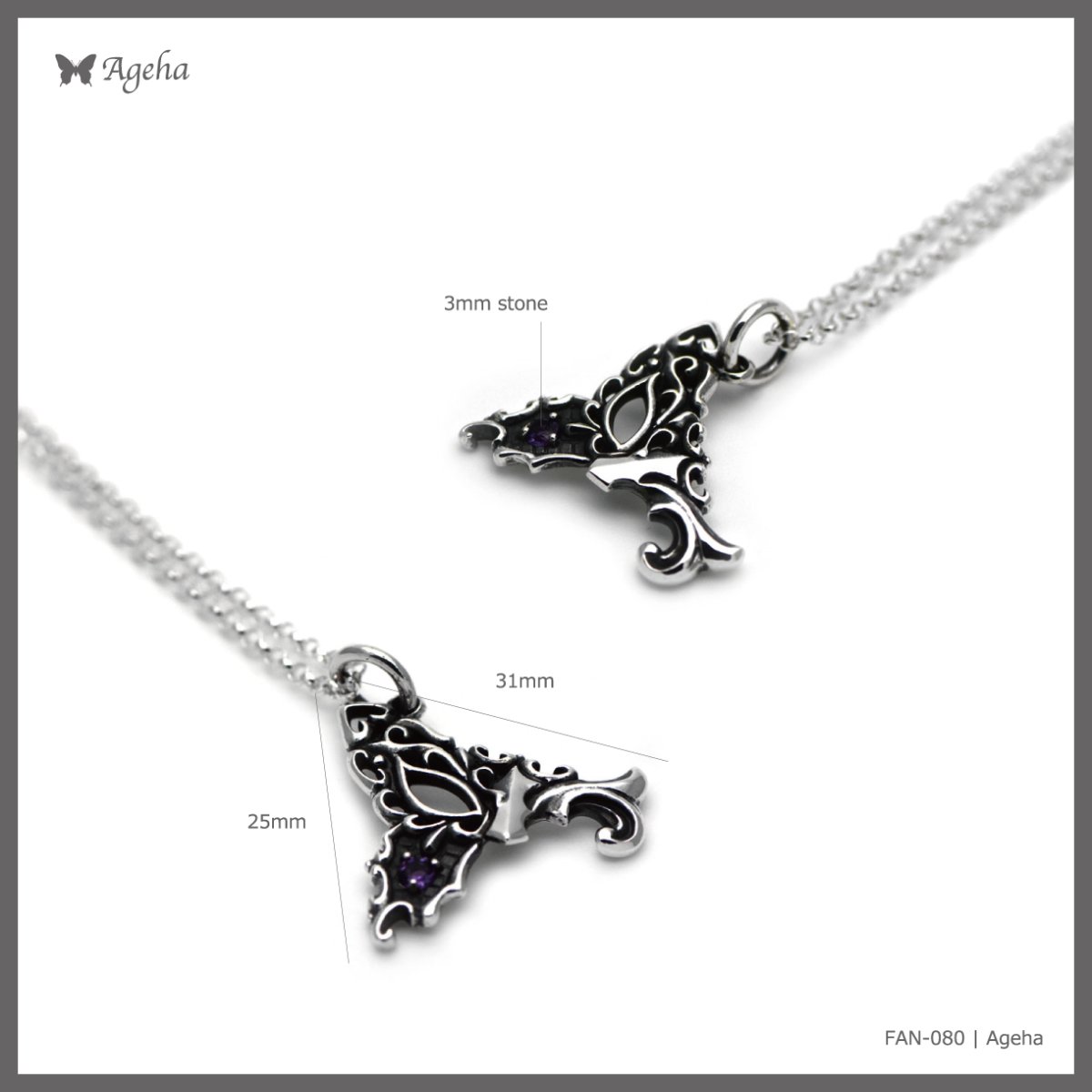 アゲハ 蝶 仮面 デザイン シルバー925 ペンダント ネックレス【Ageha|アゲハ】