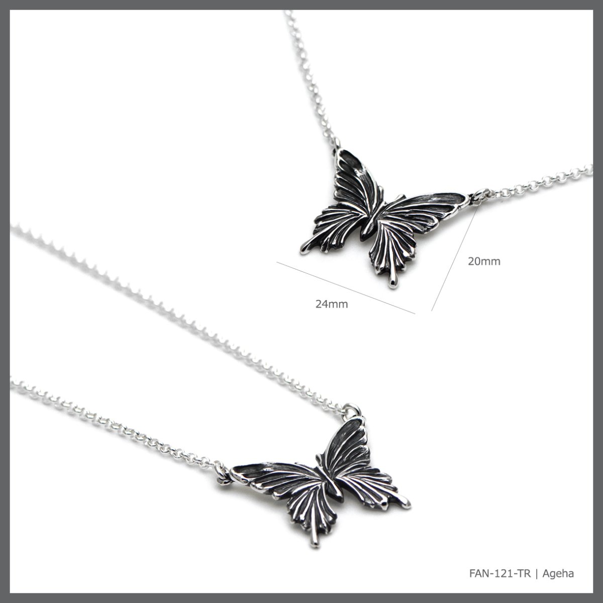 アゲハ 蝶 デザイン シルバー925 ネックレス 両吊りタイプ【Ageha|アゲハ】