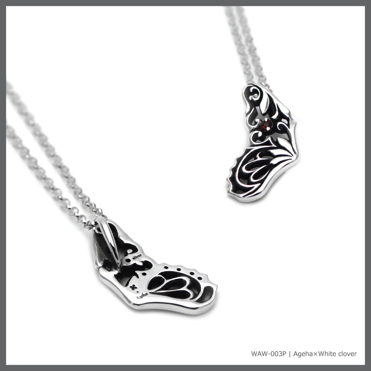 アゲハ 蝶 片羽根 シルバー925 ペンダント ネックレス ペア レディース [誕生石]【Ageha|アゲハ】【コラボアイテム】