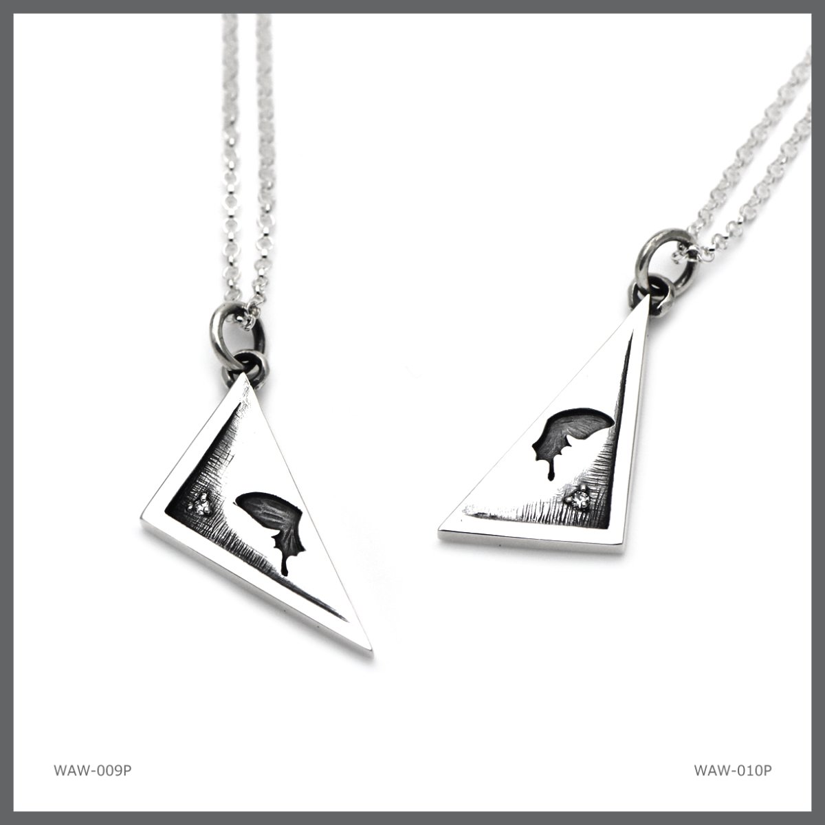 アゲハ 蝶 彫刻入り デルタプレート シルバー925 ペンダント ネックレス [誕生石]【Ageha|アゲハ】【コラボアイテム】