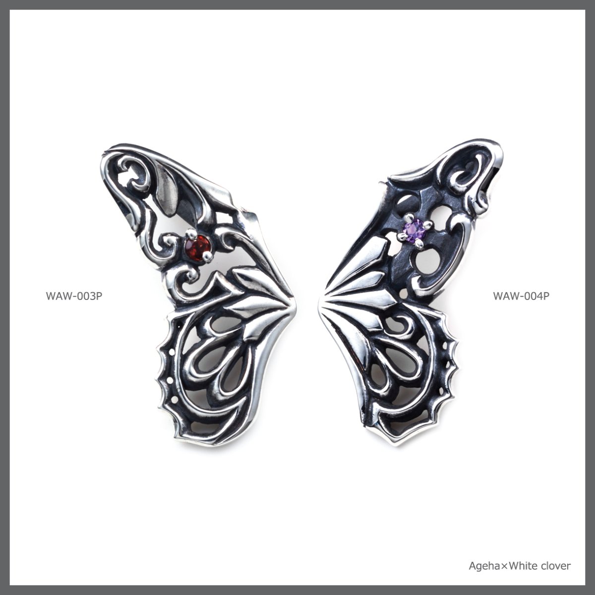 アゲハ 蝶 片羽根 シルバー925 ペンダント ネックレス ペア レディース [誕生石]【Ageha|アゲハ】【コラボアイテム】
