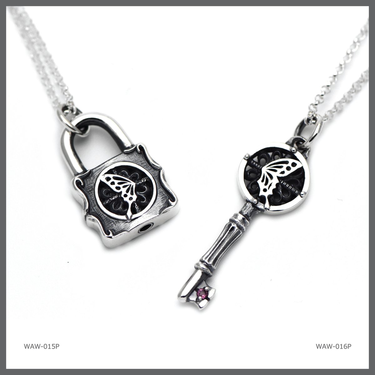 アゲハ 蝶 南京錠 シルバー925 ペンダント ネックレス ペア メンズ [誕生石]【Ageha|アゲハ】【コラボアイテム】