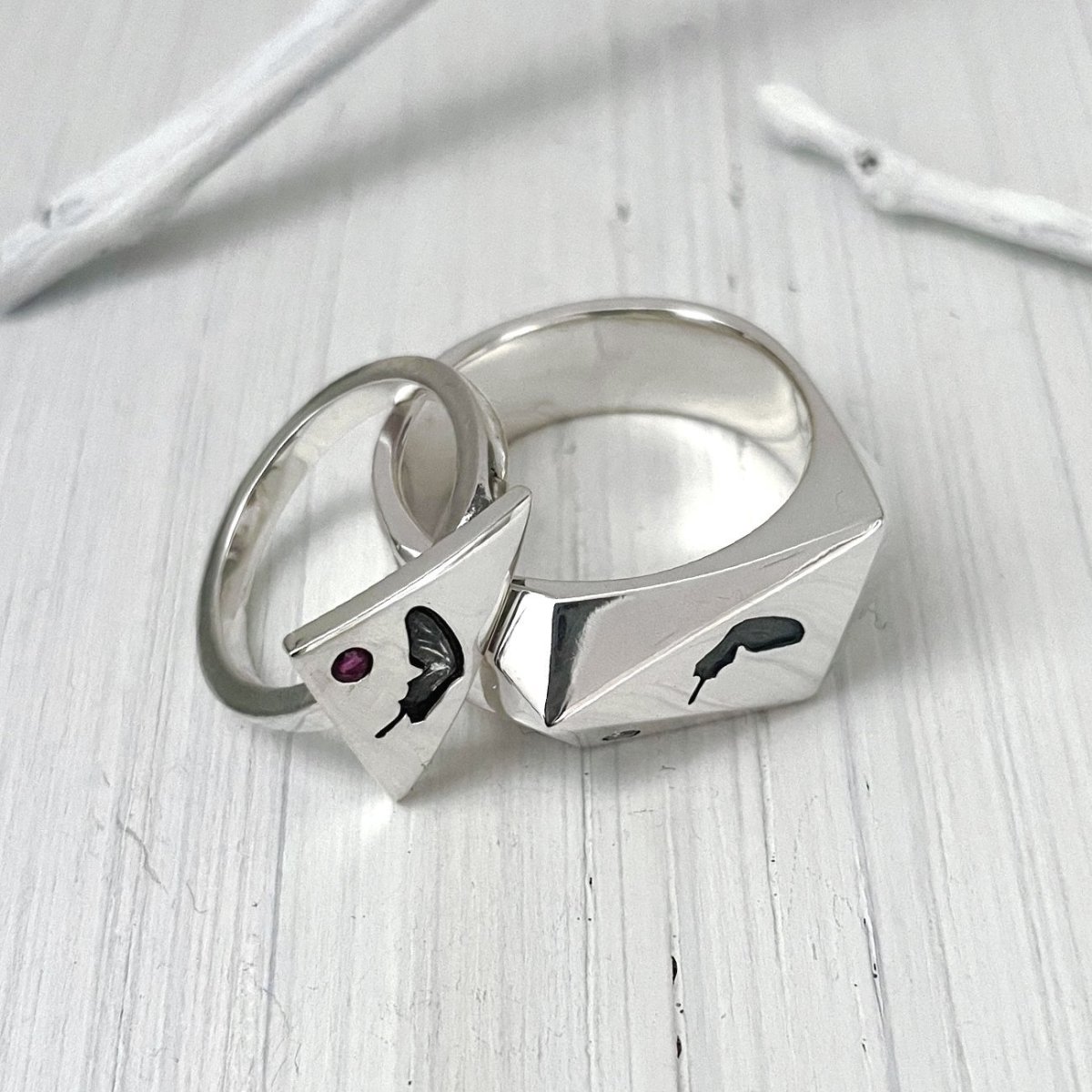 アゲハ 蝶 デルタデザイン シルバー925 リング 指輪 ペア メンズ [誕生石]【Ageha|アゲハ】【コラボアイテム】