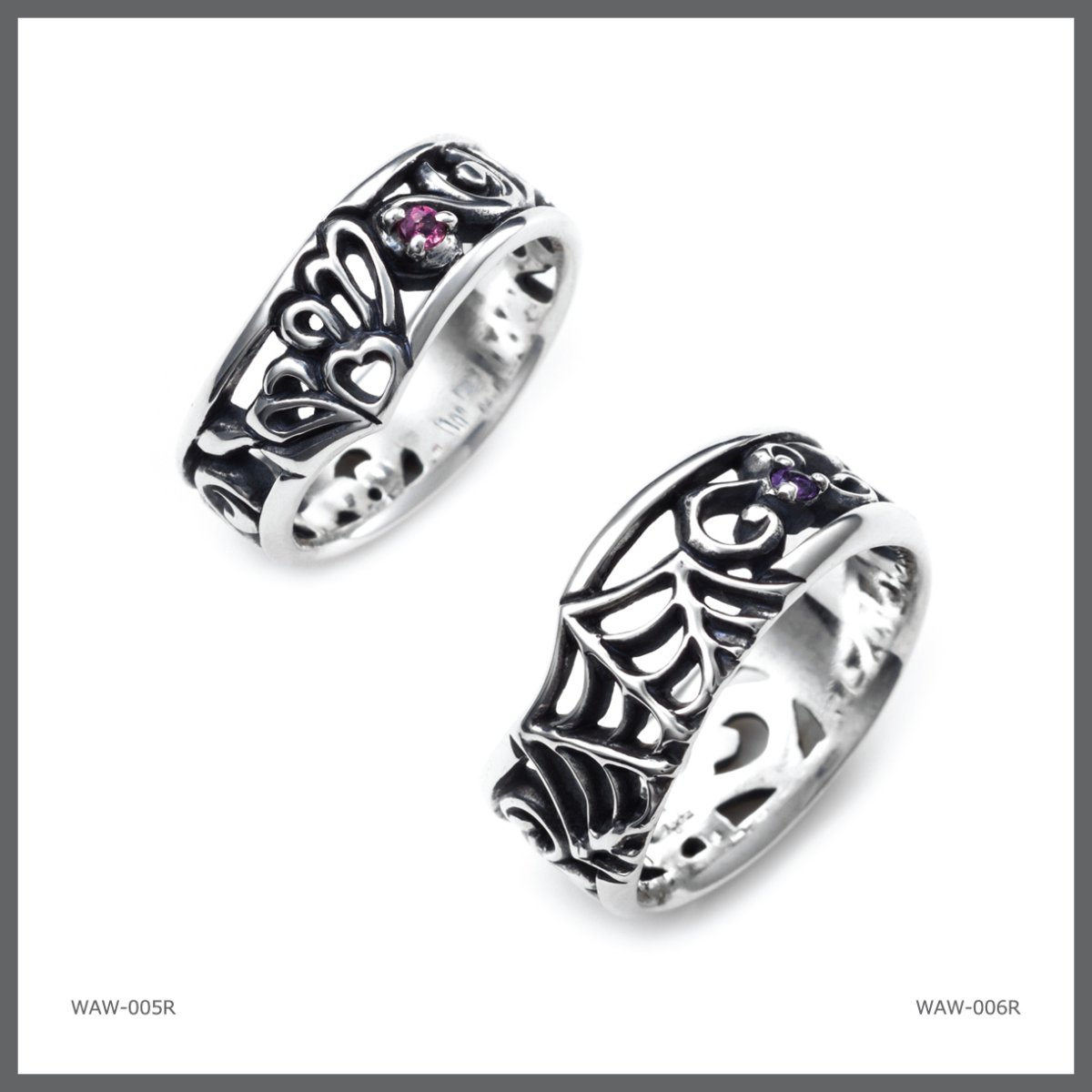 アゲハ 蝶 蜘蛛の巣 デザイン シルバー925 リング 指輪 ペア メンズ [誕生石]【Ageha|アゲハ】【コラボアイテム】