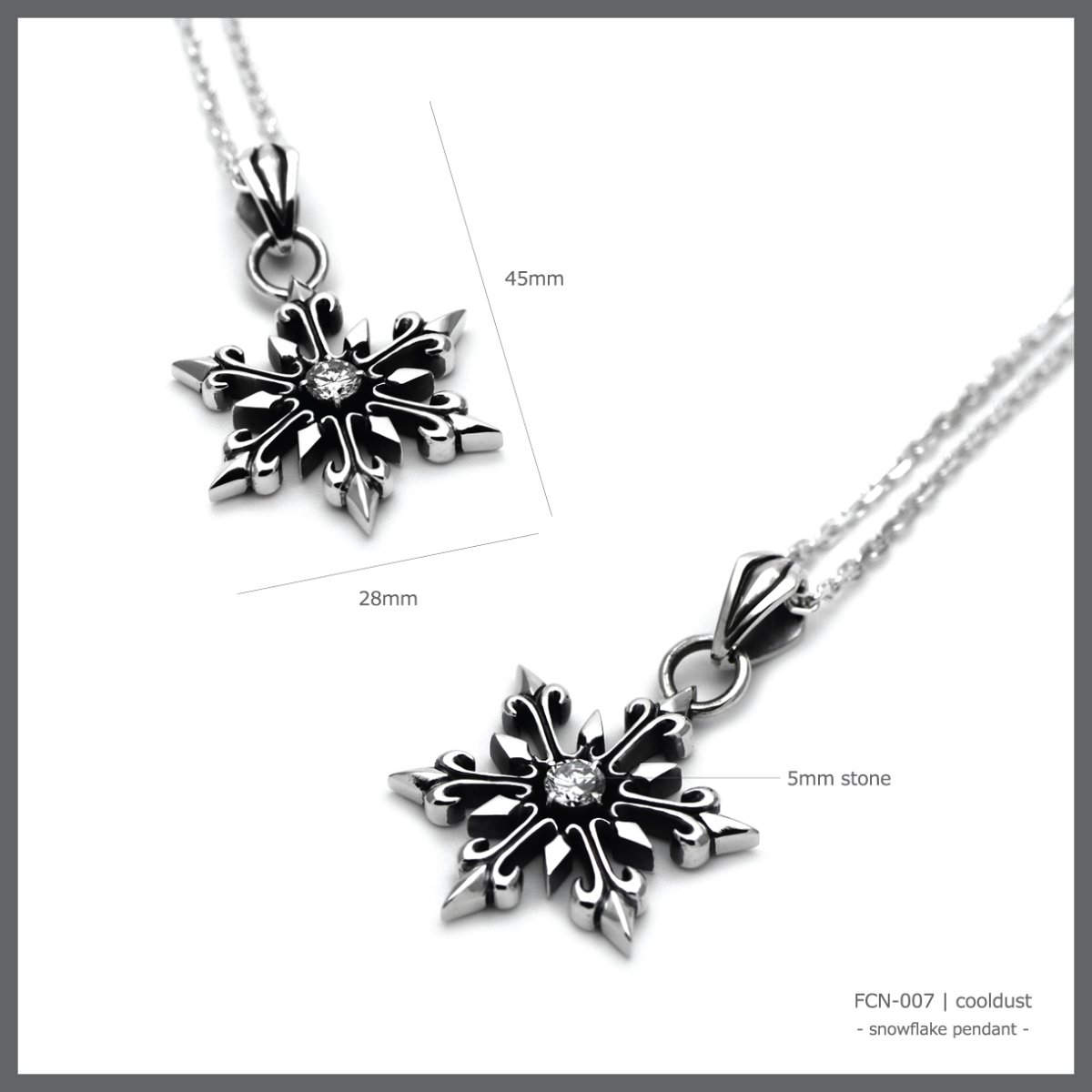 スノーフレーク 雪の結晶 デザイン シルバー925 ペンダント ネックレス【cooldust | クールダスト】