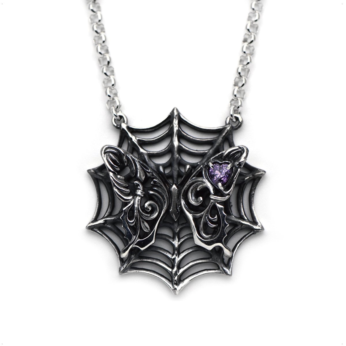 アゲハ 蝶 蜘蛛の巣 ハートストーン シルバー 925 ネックレス【Ageha|アゲハ】