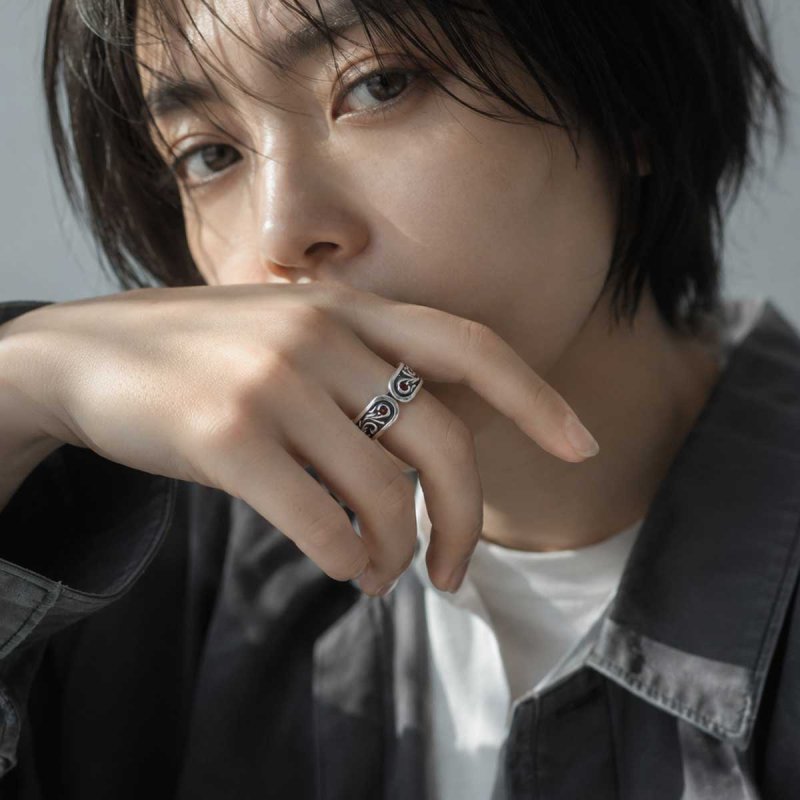 アラベスク模様 唐草 シルバー 925 リング 指輪 ペア [誕生石