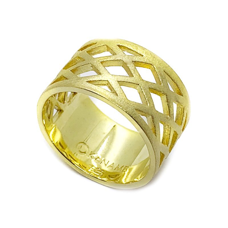 菱形 指飾り 和柄 シルバー925 リング (ゴールド)【KANAME | 金目】
