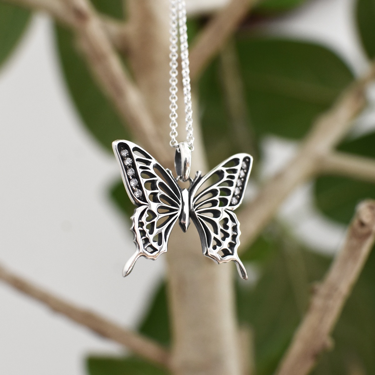 アゲハ 蝶 透かし模様 シルバー925 ペンダント ネックレス【Ageha|アゲハ】