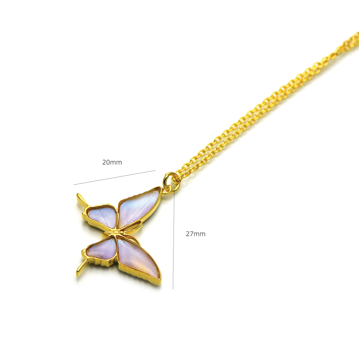 スルコウスキーモルフォ 蝶の翅 シルバー925 ペンダント ネックレス (ゴールド)【Psyche|プシュケ】