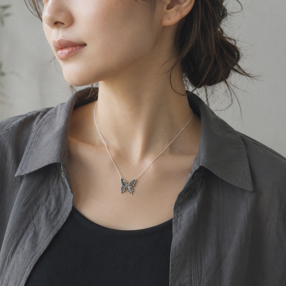 アゲハ 蝶 デザイン シルバー 925 ネックレス 両吊り【Ageha|アゲハ