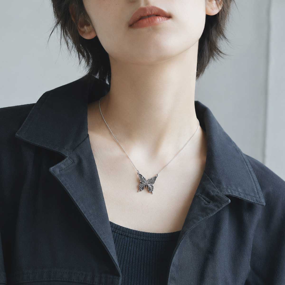 アゲハ 蝶 デザイン シルバー 925 ネックレス 両吊り【Ageha|アゲハ
