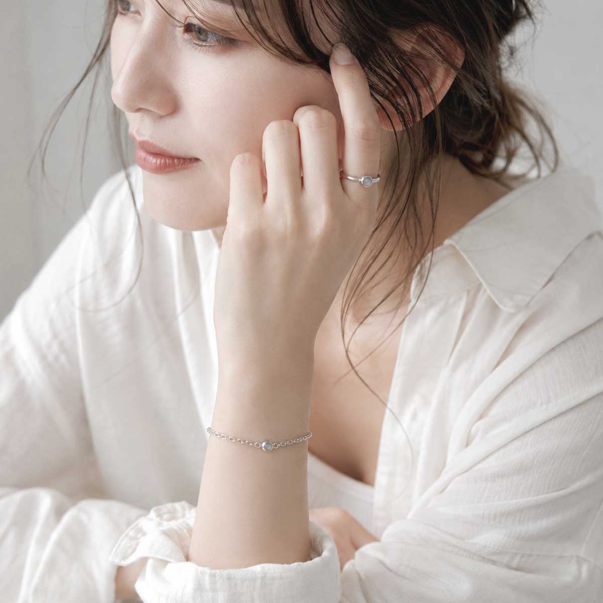 ムーンストーン シルバー 925 チェーンブレスレット【LEPUS | レプス