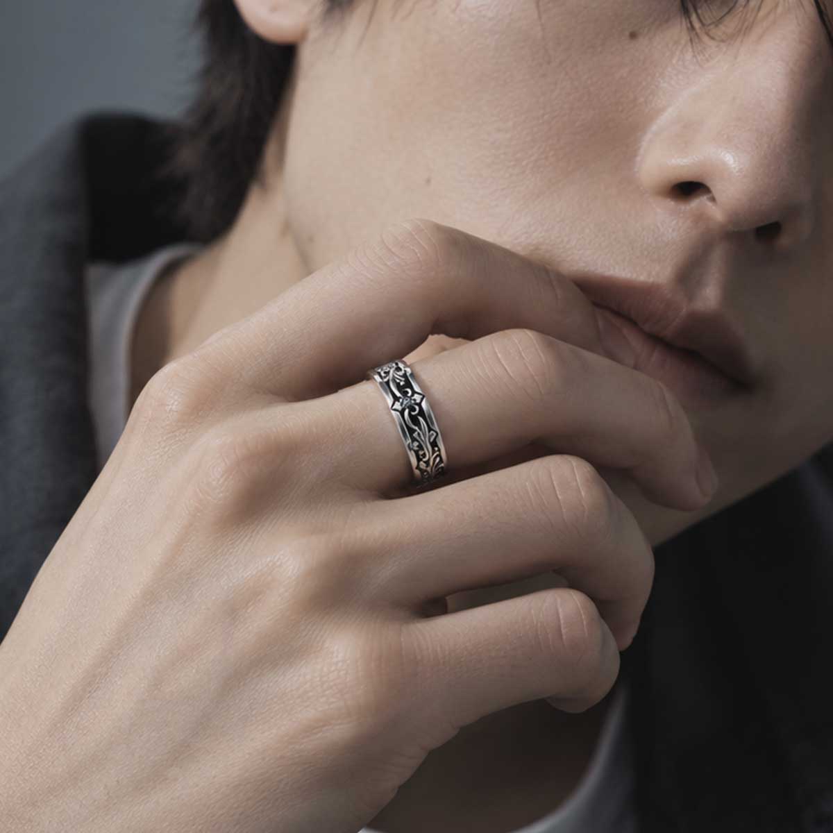 アラベスク 唐草 デザイン シルバー 925 リング 指輪 [誕生石